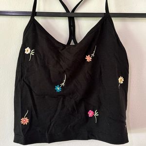 Pink Victoria's Secret - Flowers Strap Top - Black S